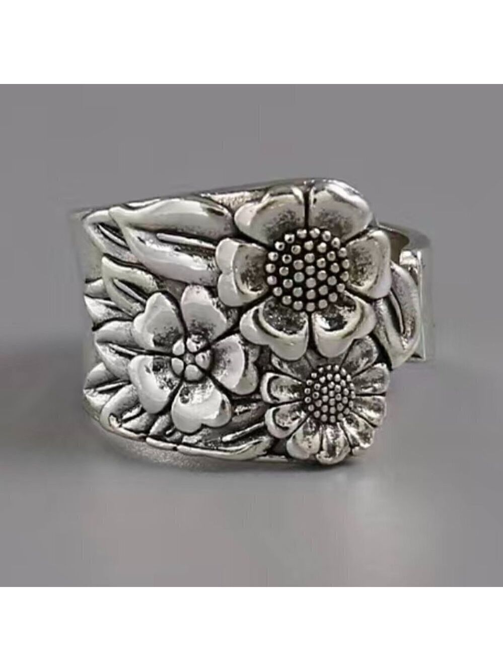 Boho Triple Flower Daisy or Sunflower Spoon Ring #851